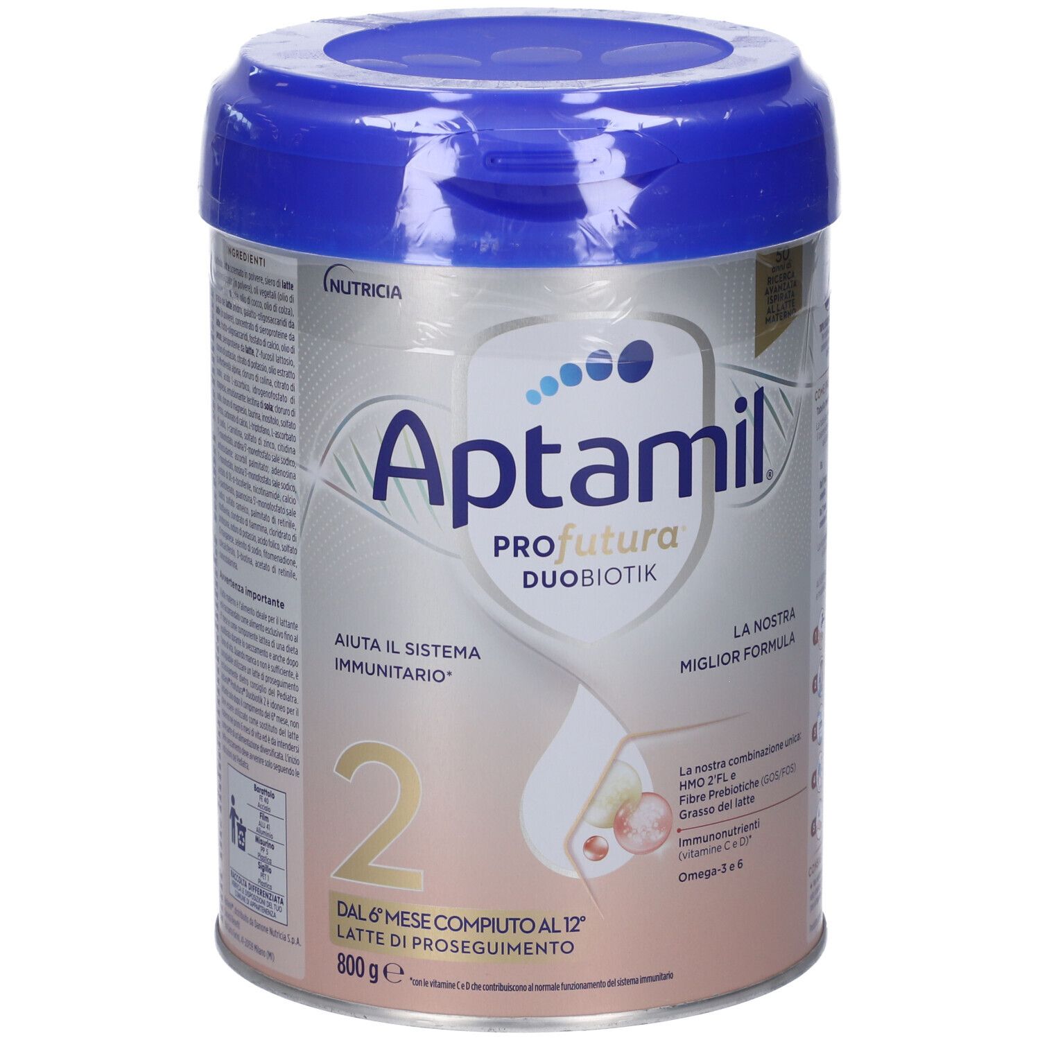 Latte Aptamil Profutura 2 Duobiotik in polvere per lattanti dai 6 mesi, confezione da 800g.