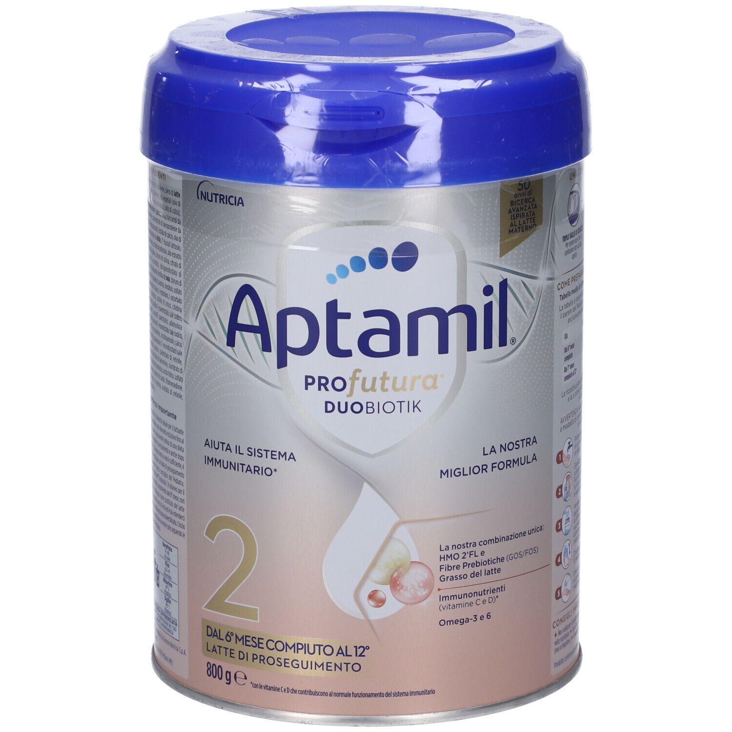 Latte Aptamil Profutura 2 Duobiotik in polvere per lattanti dai 6 mesi, confezione da 800g.