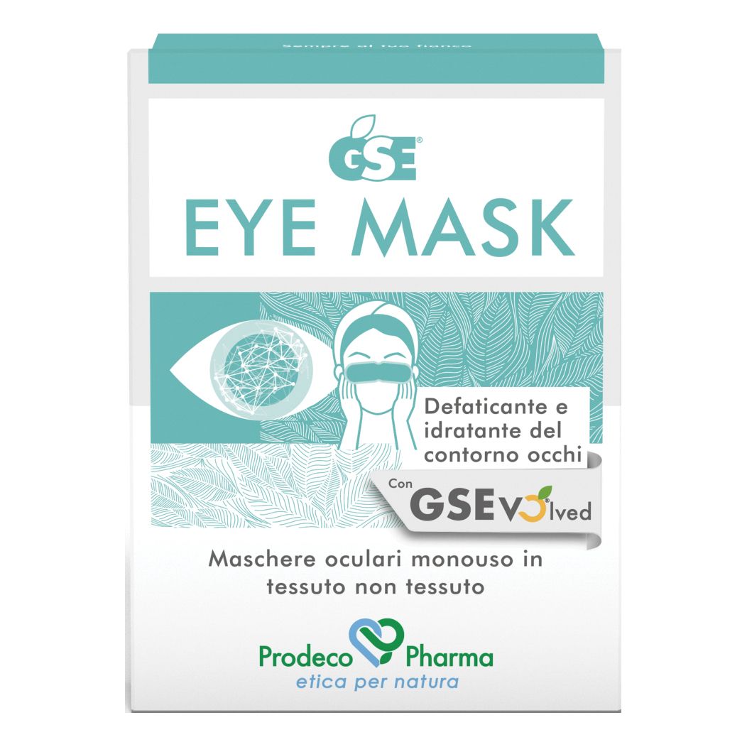 Confezione di GSE Eye Mask. Scritta: Eye Mask, GSE, Defaticante e idratante del contorno occhi. Con illustrazione.