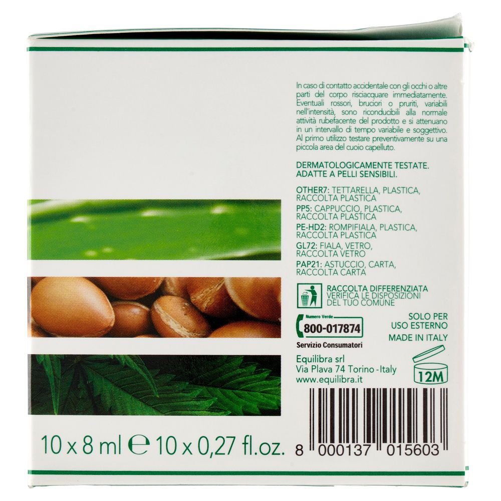 Verpackung mit Aloe Vera, Arganöl und Kräutern. Enthält 10x8ml Ampullen.