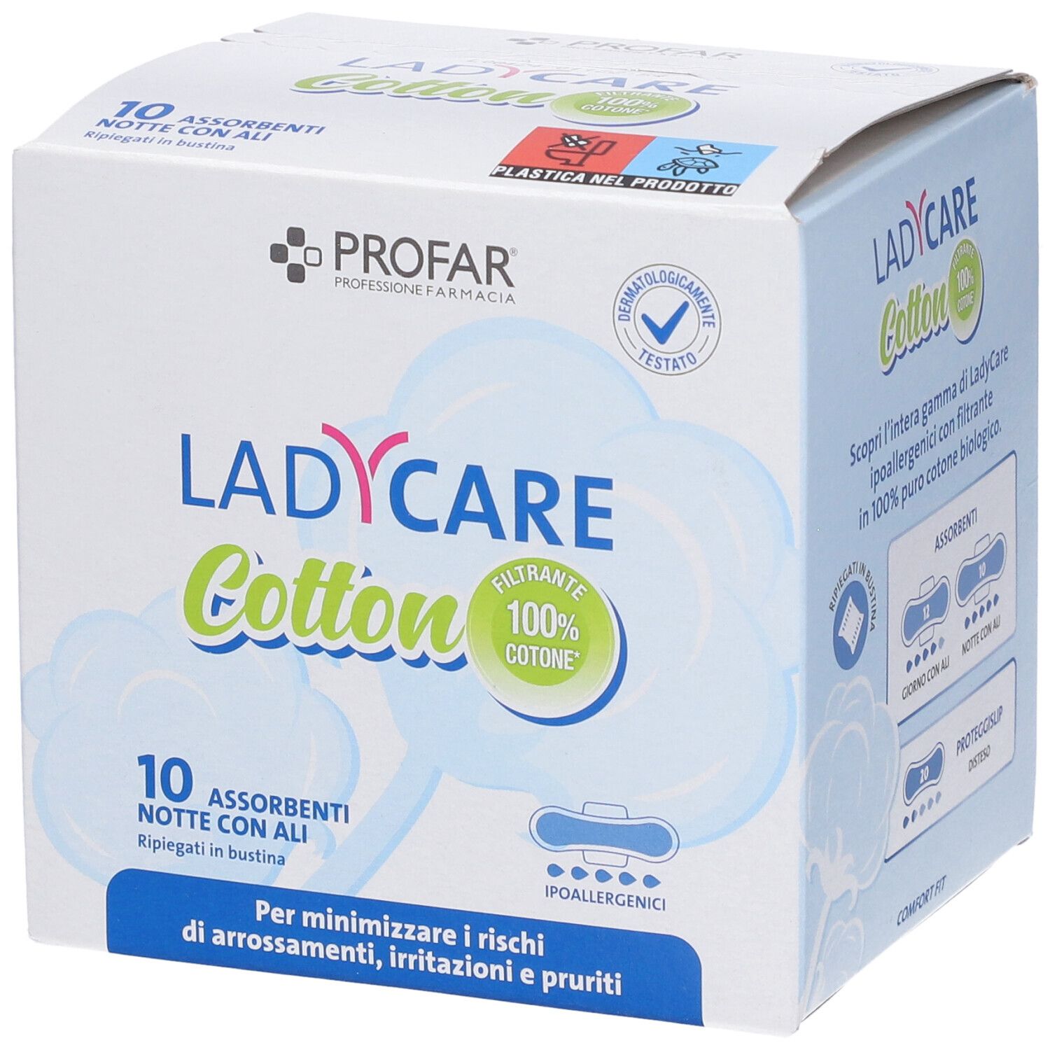 Profar LadyCare Cotton Assorbenti Notte con Ali 10 Pezzi