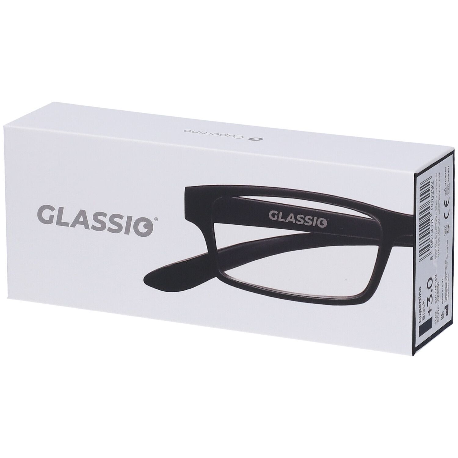 Occhiali da Lettura Glassio Cupertino Colore Nero Gradazione +3,0