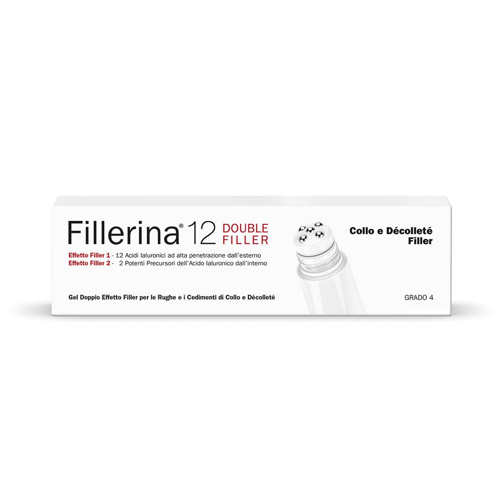 Confezione Fillerina 12 Double Filler. Gel per collo e décolleté, Grado 4. Con applicatore.