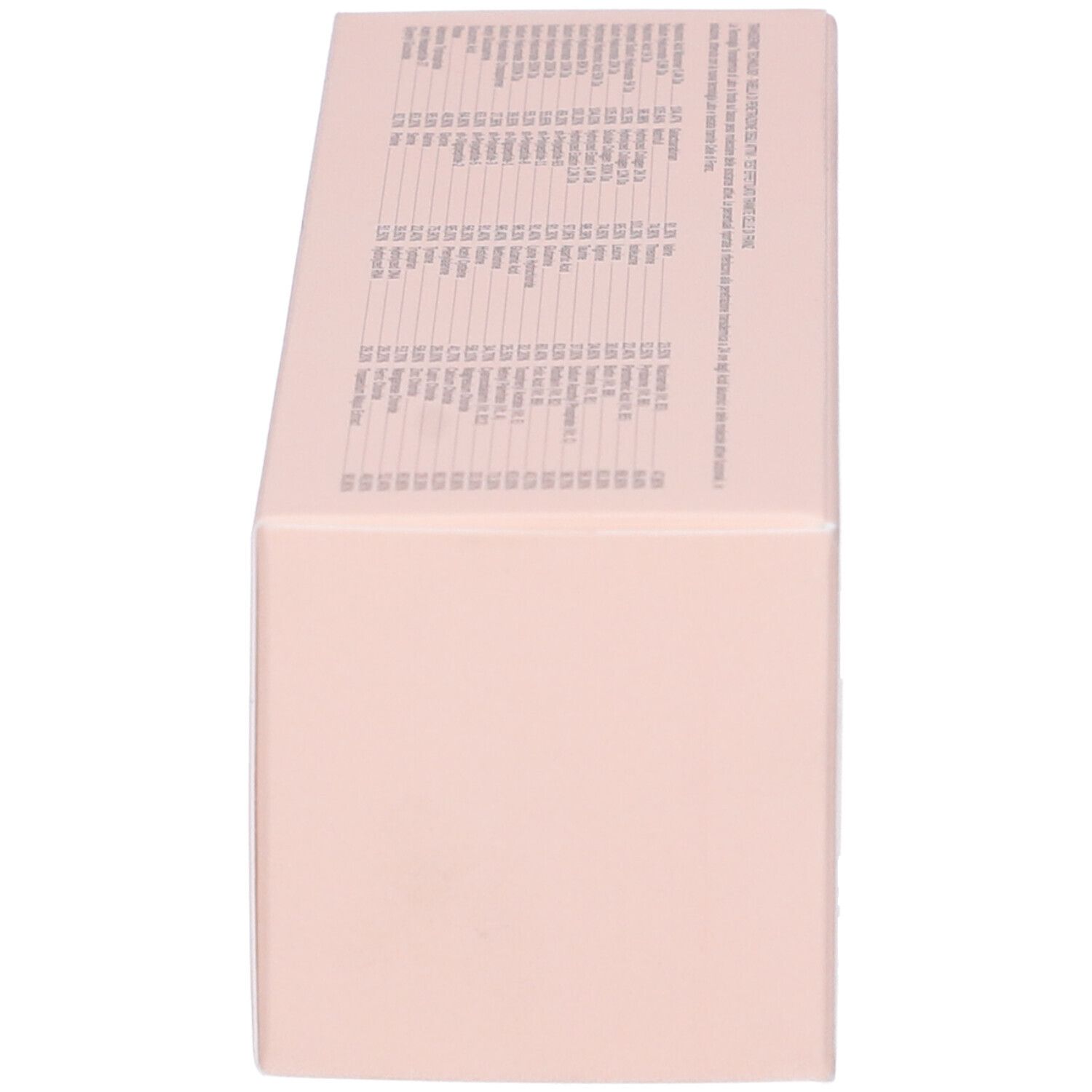 Confezione rosa, in diagonale. Retro con testo e informazioni prodotto.