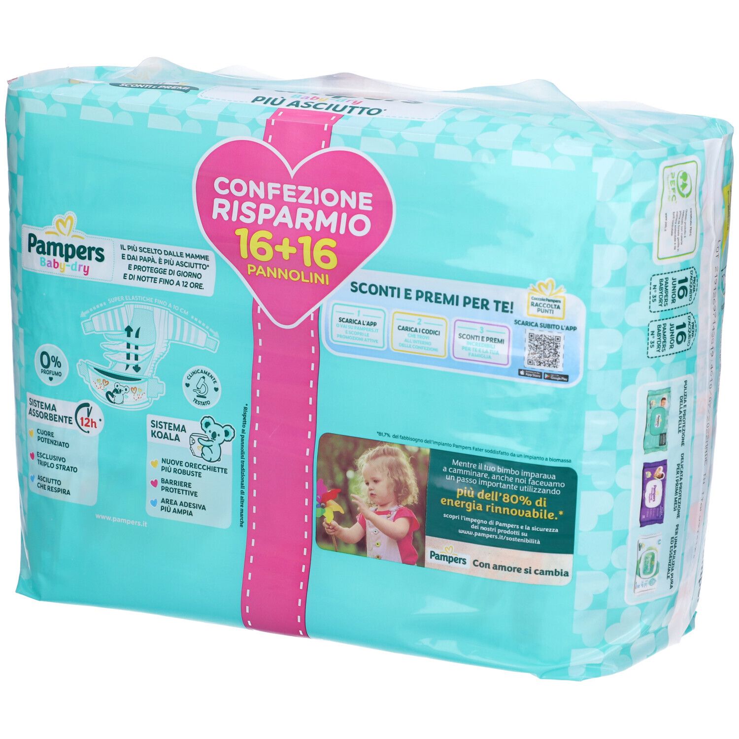Pampers Baby Dry Windeln Duo Downcount Junior 32 Stück Pampers
