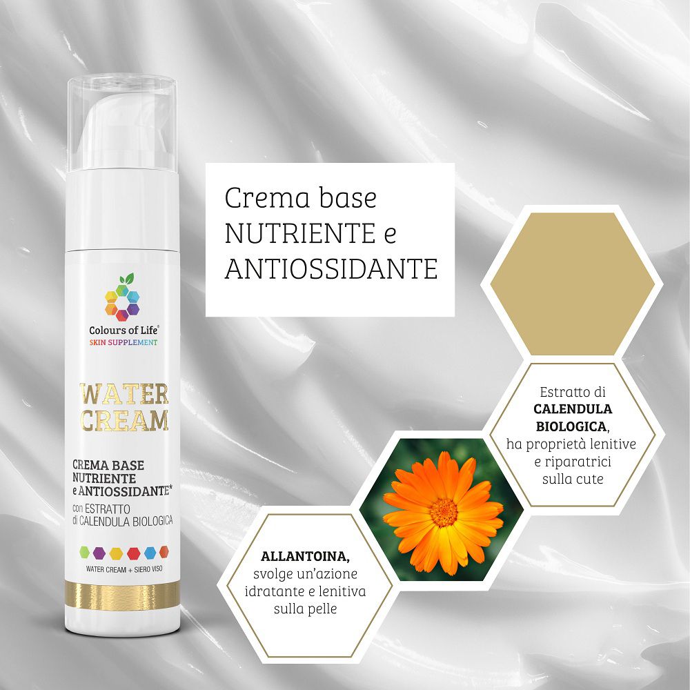 Water Cream Gesichtscreme mit Informationen zu Inhaltsstoffen wie Calendula.