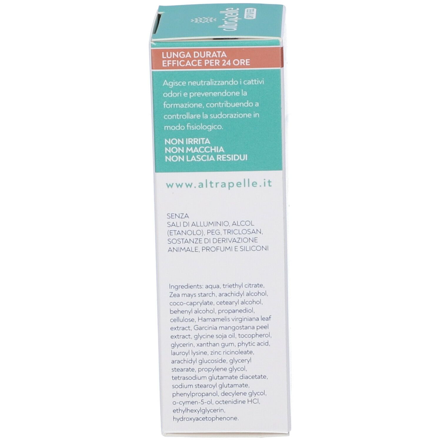 Verpackung mit Textangaben zu Inhaltsstoffen und Anwendungshinweisen.