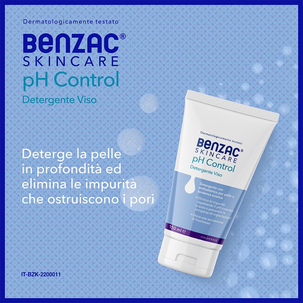 Benzac Skincare pH Control Gesichtsreiniger in weißer Tube mit blauem Etikett.