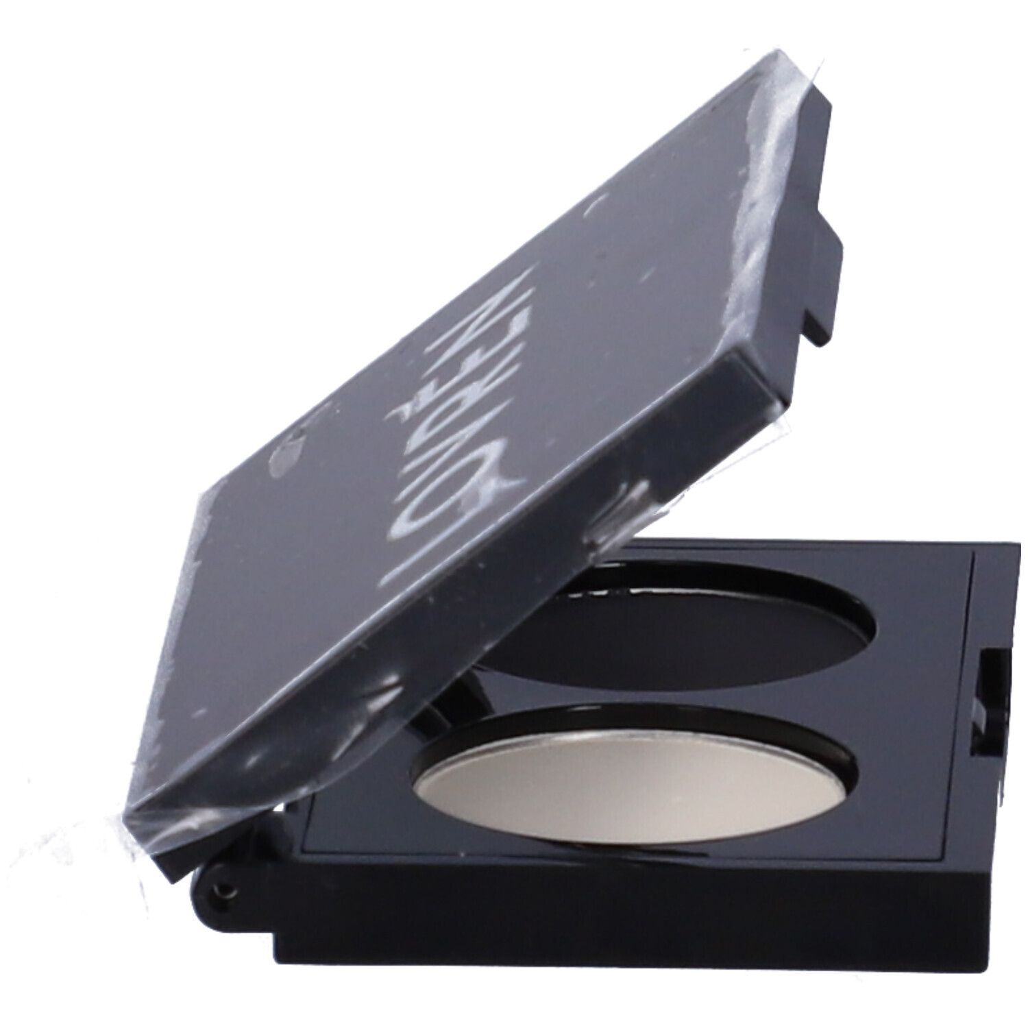 Palette Ombretto Duo Colore OM1 Smokey Eyes nera aperta, due tonalità, specchio, confezione.