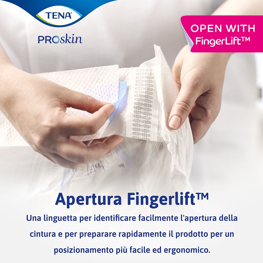 Nahaufnahme des Produkts. Text: FingerLift. Produkt mit blauen und weißen Elementen.