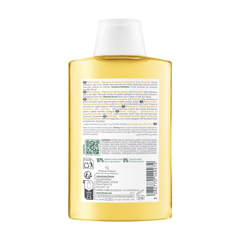 Klorane Shampoo alla Camomilla 200ml - Illumina i capelli biondi