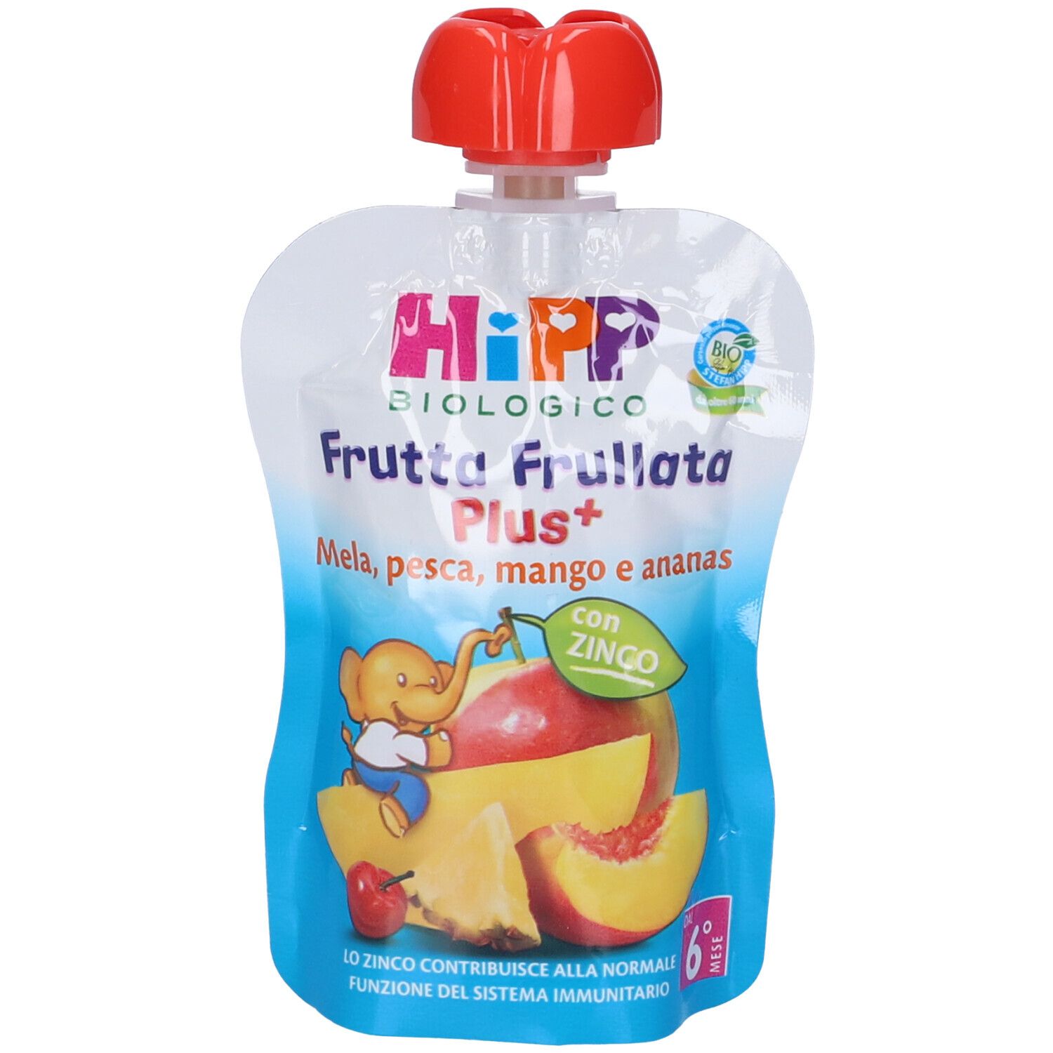 Image of Hipp Bio Frutta Frullata Plus + Mela Pesca Mango Ananas Con Zinco