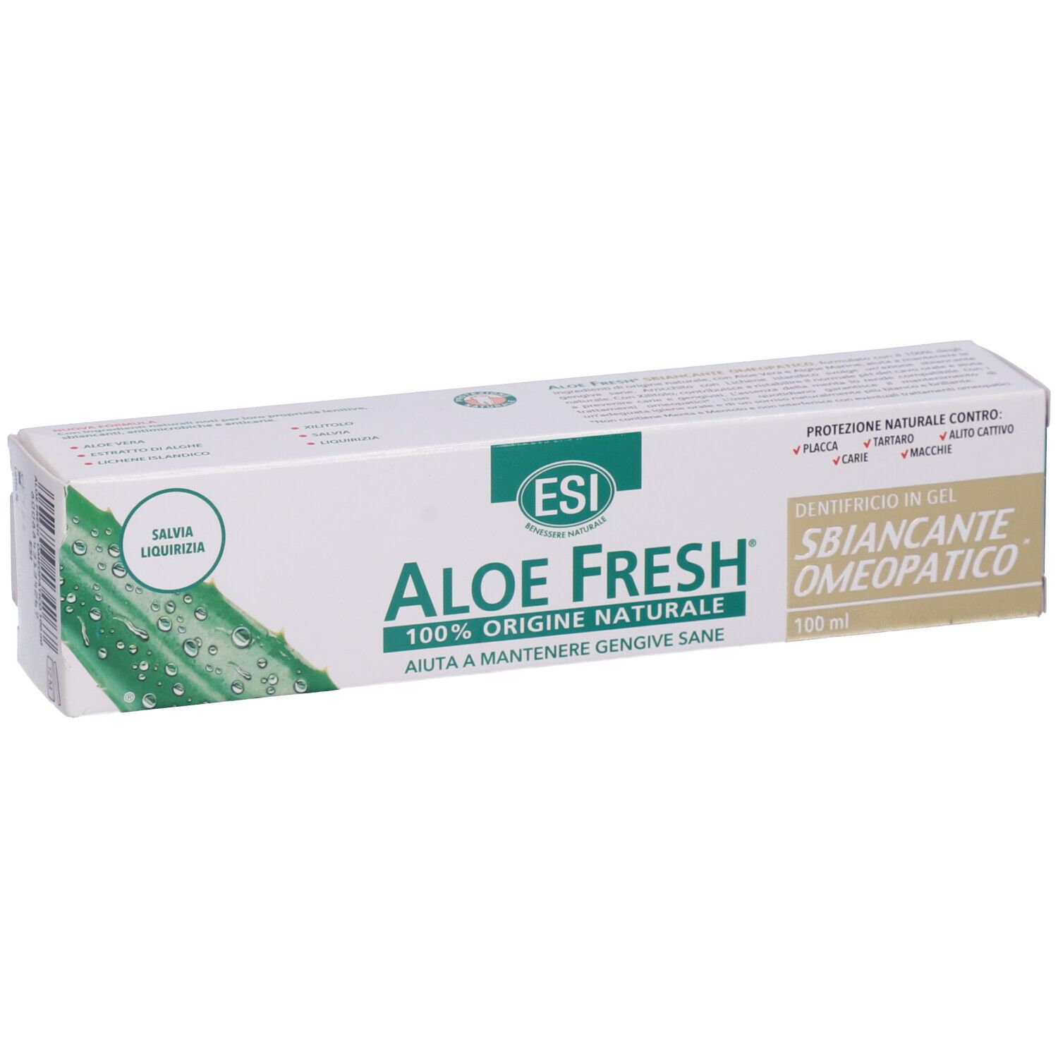 ESI Aloe Fresh Zahnpasta-Schachtel, 100ml, mit Aloe Vera und Salbei.