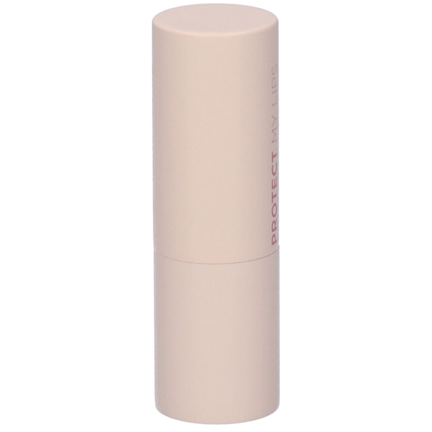 Stick di balsamo labbra rosa chiaro. Scritta: Protect My Lips.