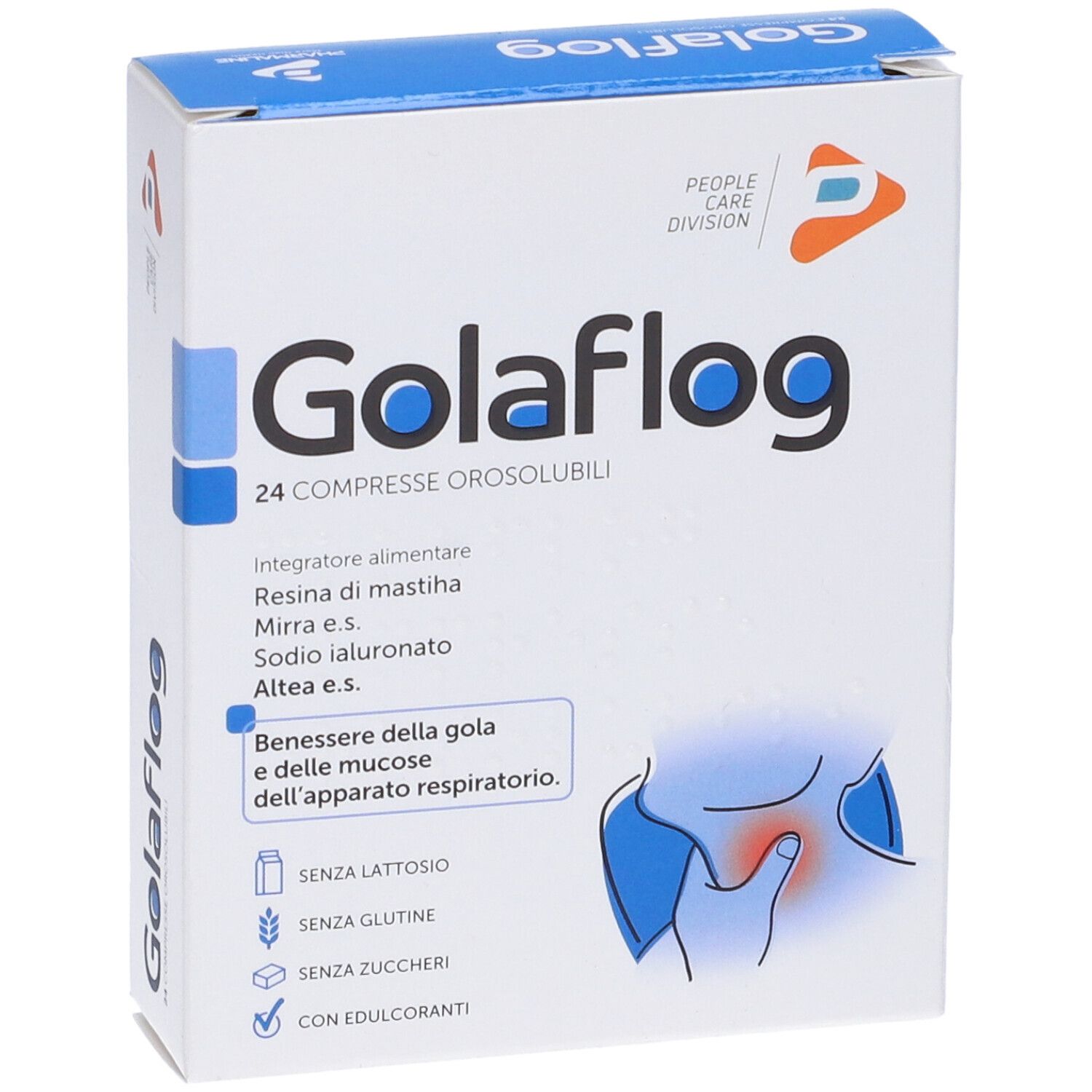 Golaflong 24 compresse orosolubili. Integratore alimentare con resina di mastice, mirra, sodio ialuronato, altea.