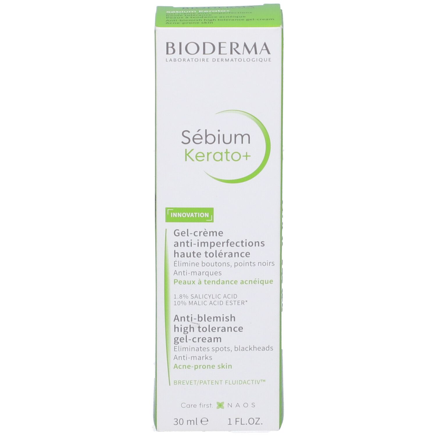 BIODERMA Sebium Kerato+ crema. Confezione. Testo multilingue. Con applicatore.