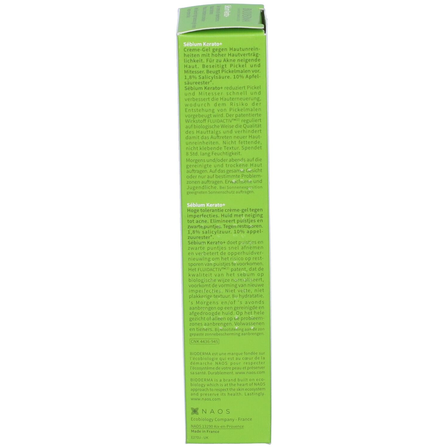 BIODERMA Sebium Kerato+ crema. Confezione. Testo multilingue. Con applicatore.