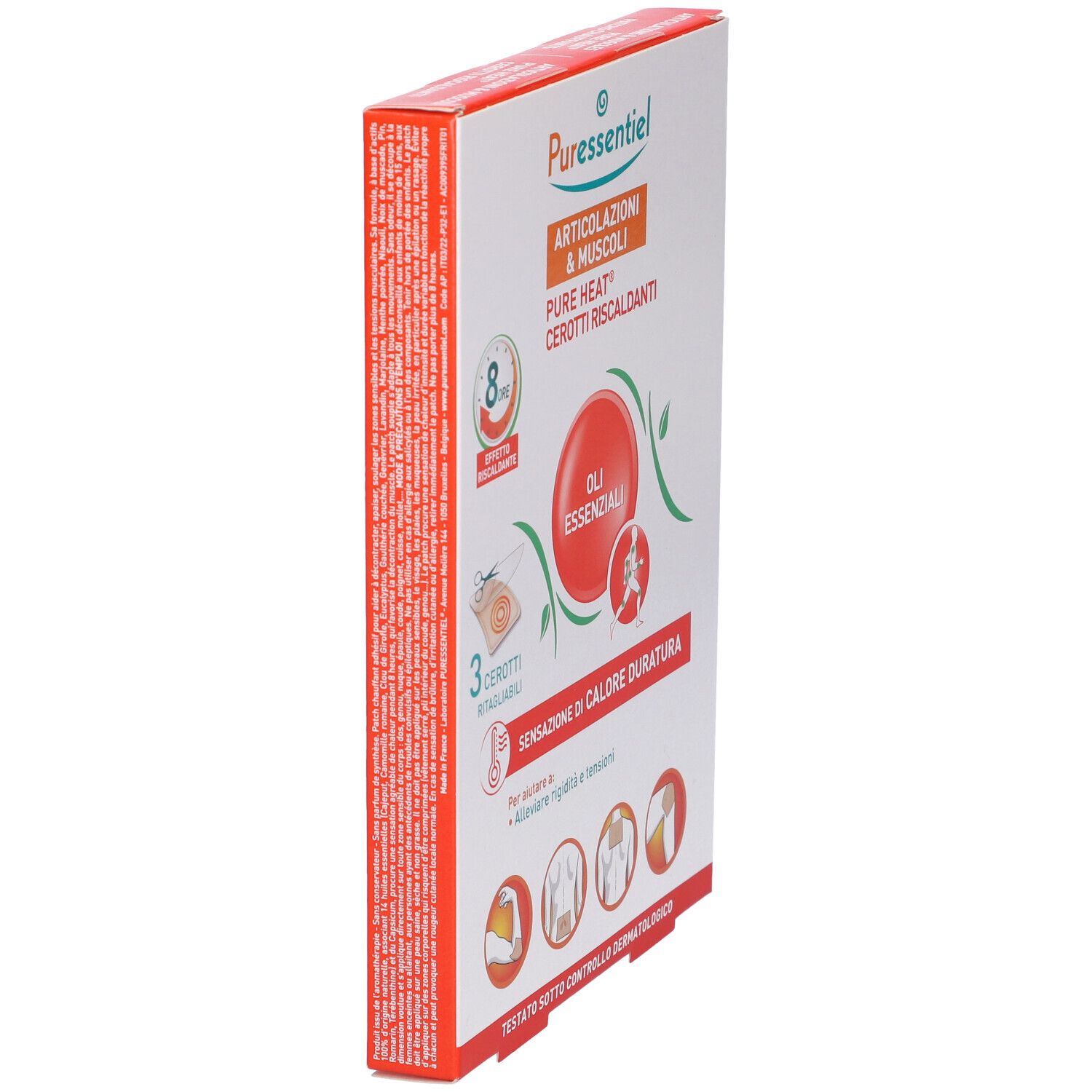 Puressentiel Pure Heat Wärmepflaster für Gelenke und Muskeln. 3 zuschneidbare Pflaster für langanhaltende Wärme.