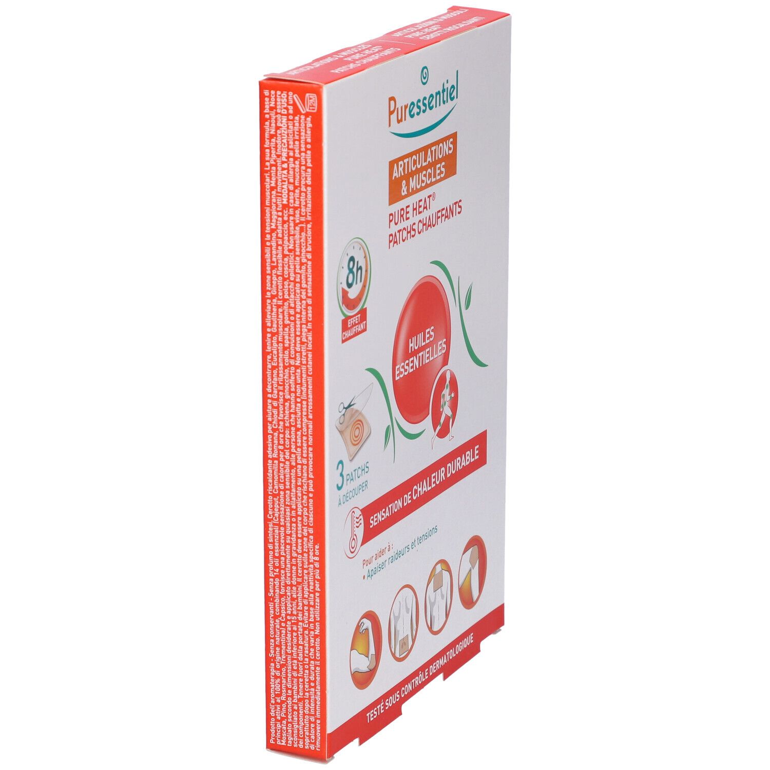 Puressentiel Pure Heat Wärmepflaster für Gelenke und Muskeln. 3 zuschneidbare Pflaster für langanhaltende Wärme.