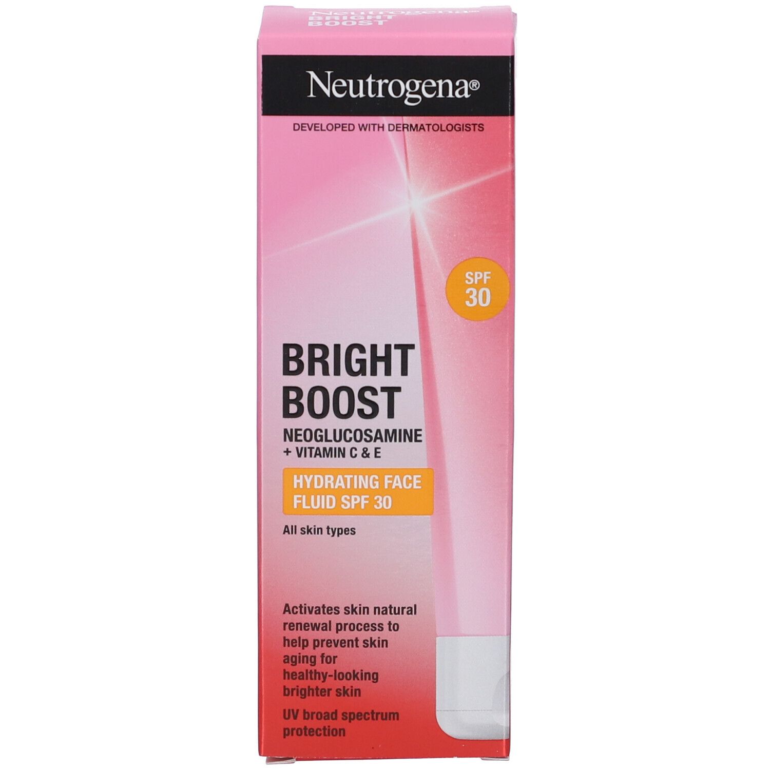 Neutrogena Bright Boost Feuchtigkeitsfluid LSF 30 mit Neoglucosamin, Vitamin C & E für alle Hauttypen.