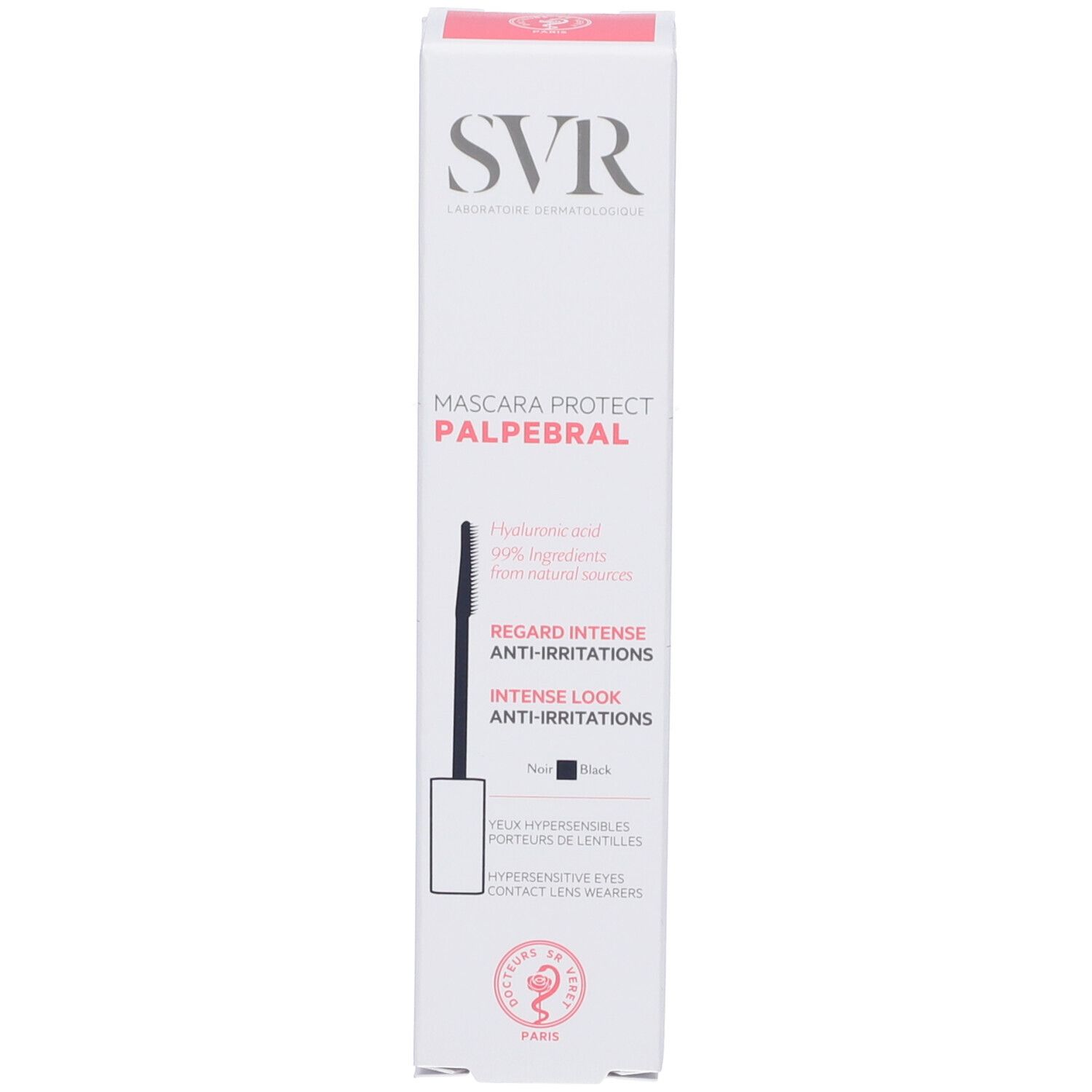 SVR Mascara Protect Palpebral Verpackung mit Bürstenabbildung und Textinformationen.