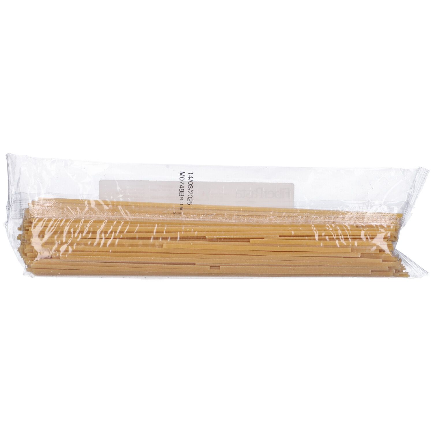 Fiberpasta Linguine in confezione trasparente. Visibili le linguine.