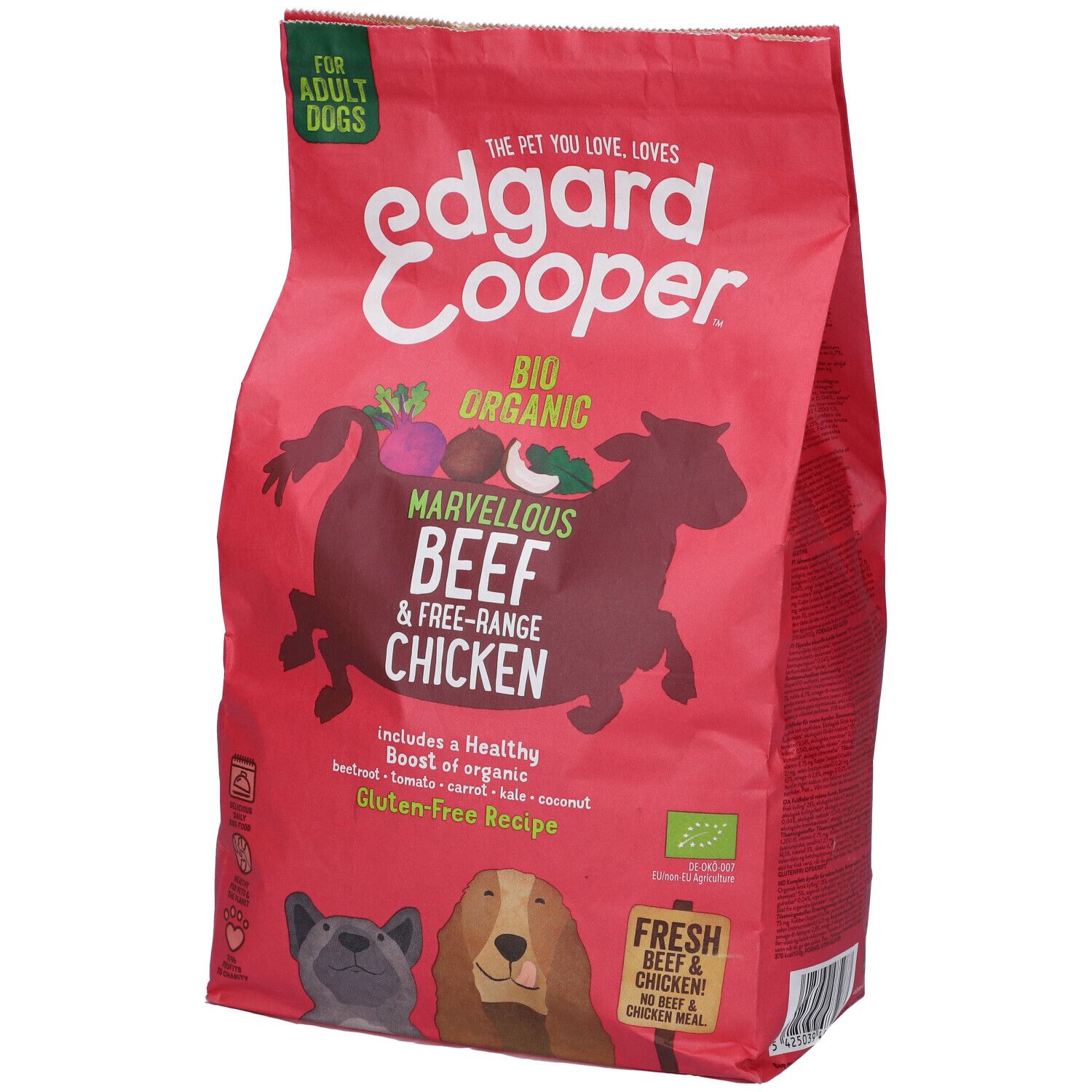 Edgard Cooper Carne Fresca Di Manzo & Pollo Biologici Cani Adulti