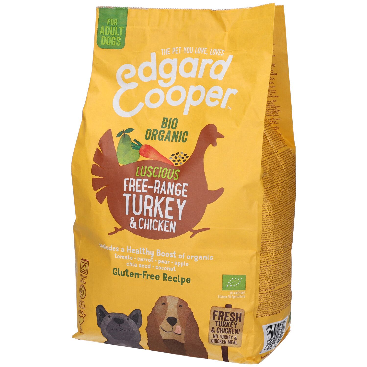 Edgard Cooper Carne Fresca Di Tacchino & Pollo Biologici Cani Adulti