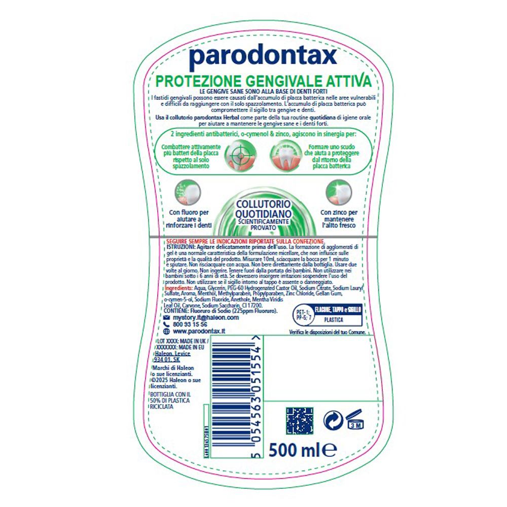 Parodontax Herbal Collutorio Protezione Gengive Alito Fresco, 500ml