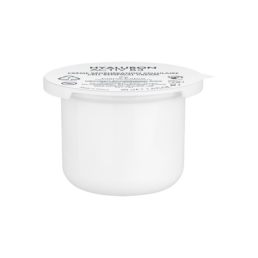 Vasetto bianco con coperchio. Scritta: Crème Régénération Cellulaire. 50 ml.