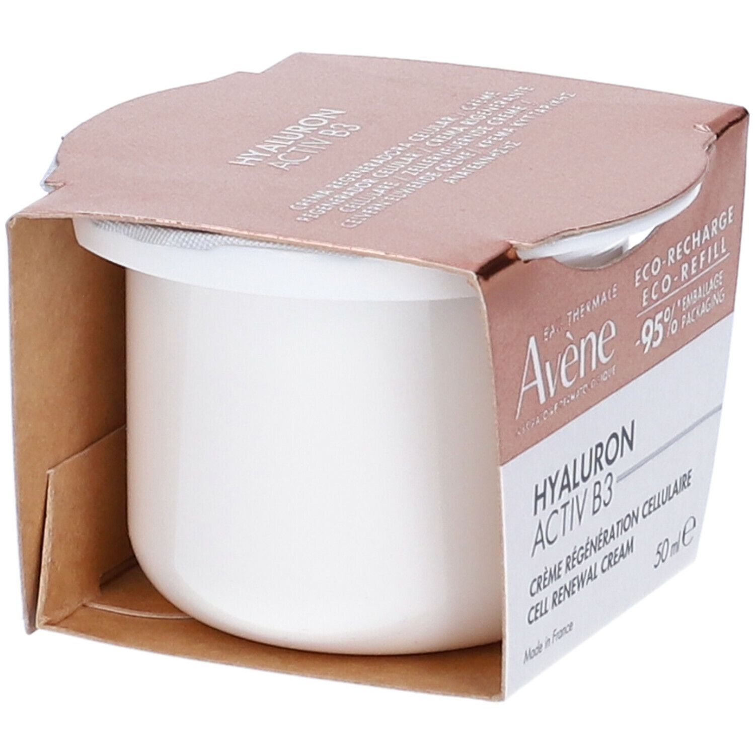 Confezione del prodotto. Scritta: Eau Thermale Avène, Hyaluron Activ B3, 50 ml.