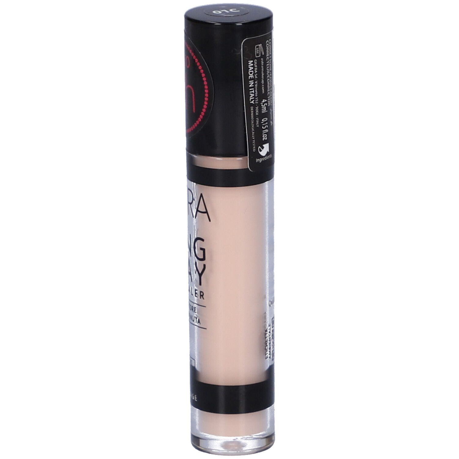 Tubo correttore. Marchio ASTRA, LONG STAY CONCEALER. Tonalità 1C. Tappo nero. Etichetta.