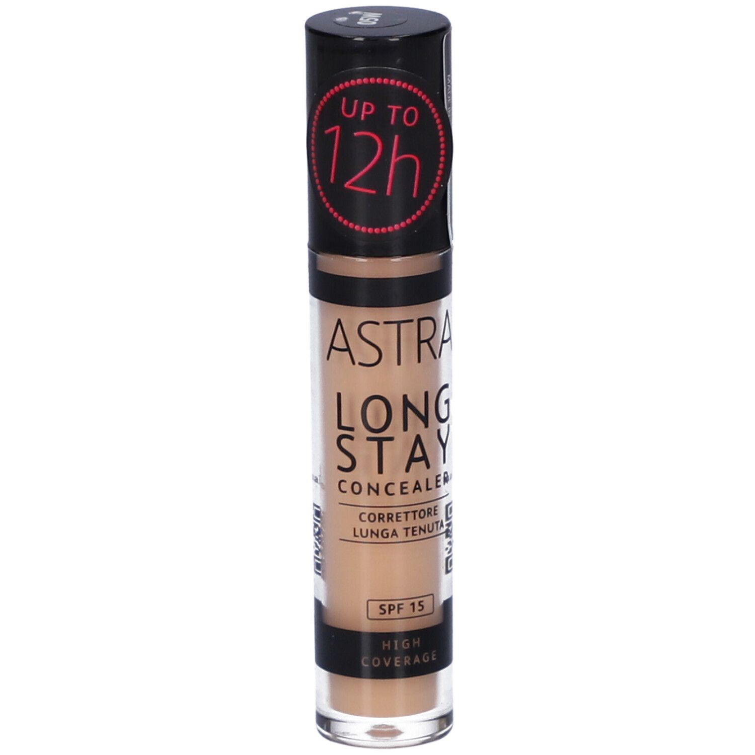 Correttore ASTRA Long Stay, tonalità beige. Alta coprenza. SPF 15. Tenuta 12h.