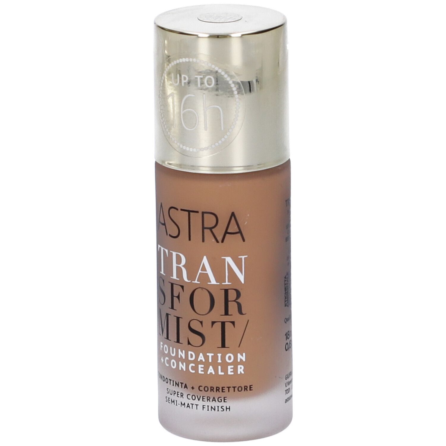 ASTRA Transformist Fondotinta + Correttore. Flacone. Tonalità 6N. Coprenza: Super. Semi-opaco.