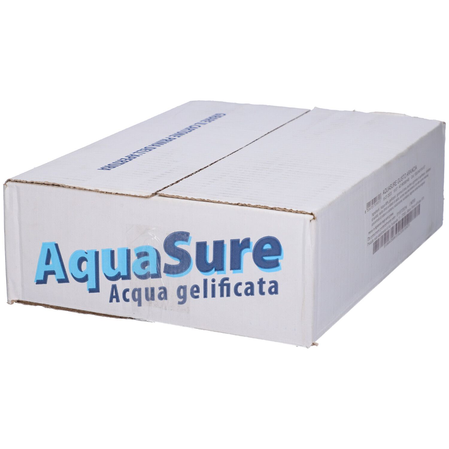 Scatola bianca con logo AquaSure e 'Acqua gelificata'.