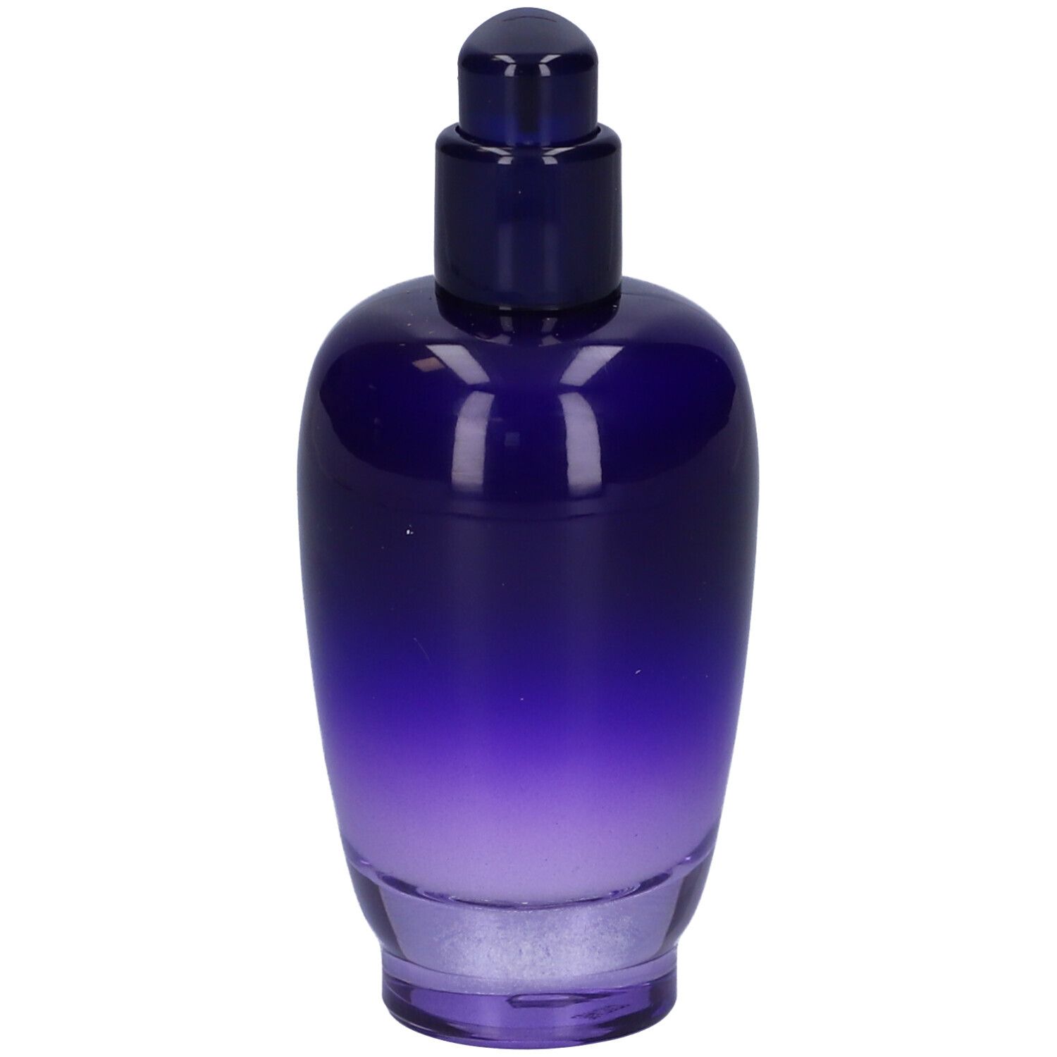 Flacone blu-viola con dosatore. Scritte: L'Occitane, Immortelle Précieuse, Emulsion Enrichie.