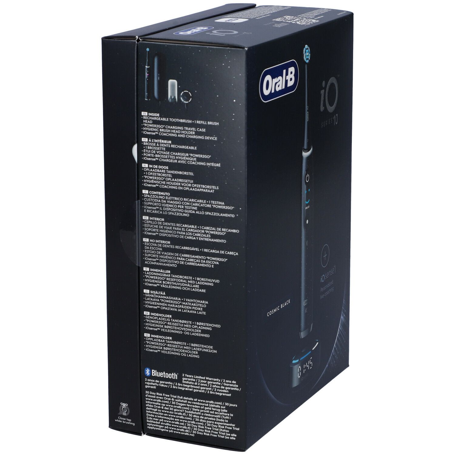 Retro della confezione. Testo e illustrazioni. Oral-B iO Series 10.