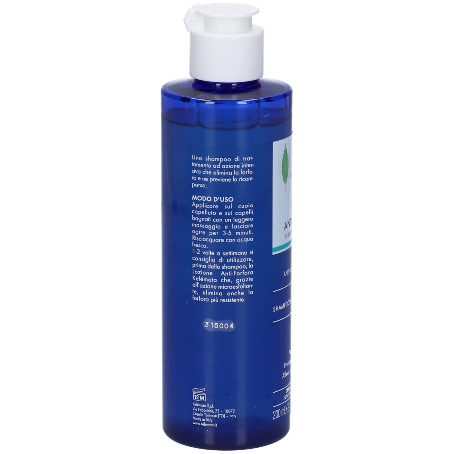 Blaue Flasche mit weißem Pumpspender, 200ml.