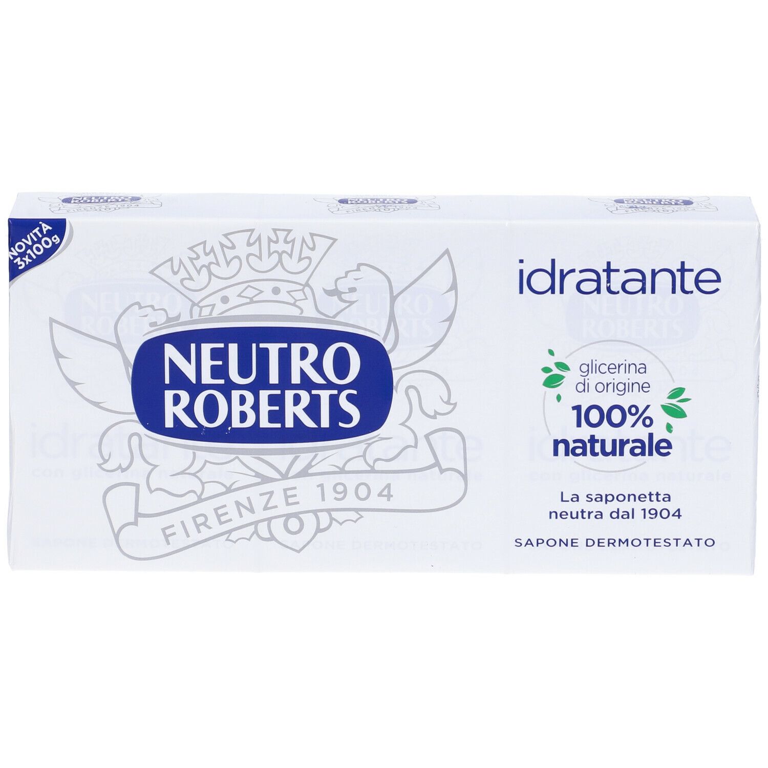 Confezione Neutro Roberts 'Idratante'. Contiene 3 saponette.