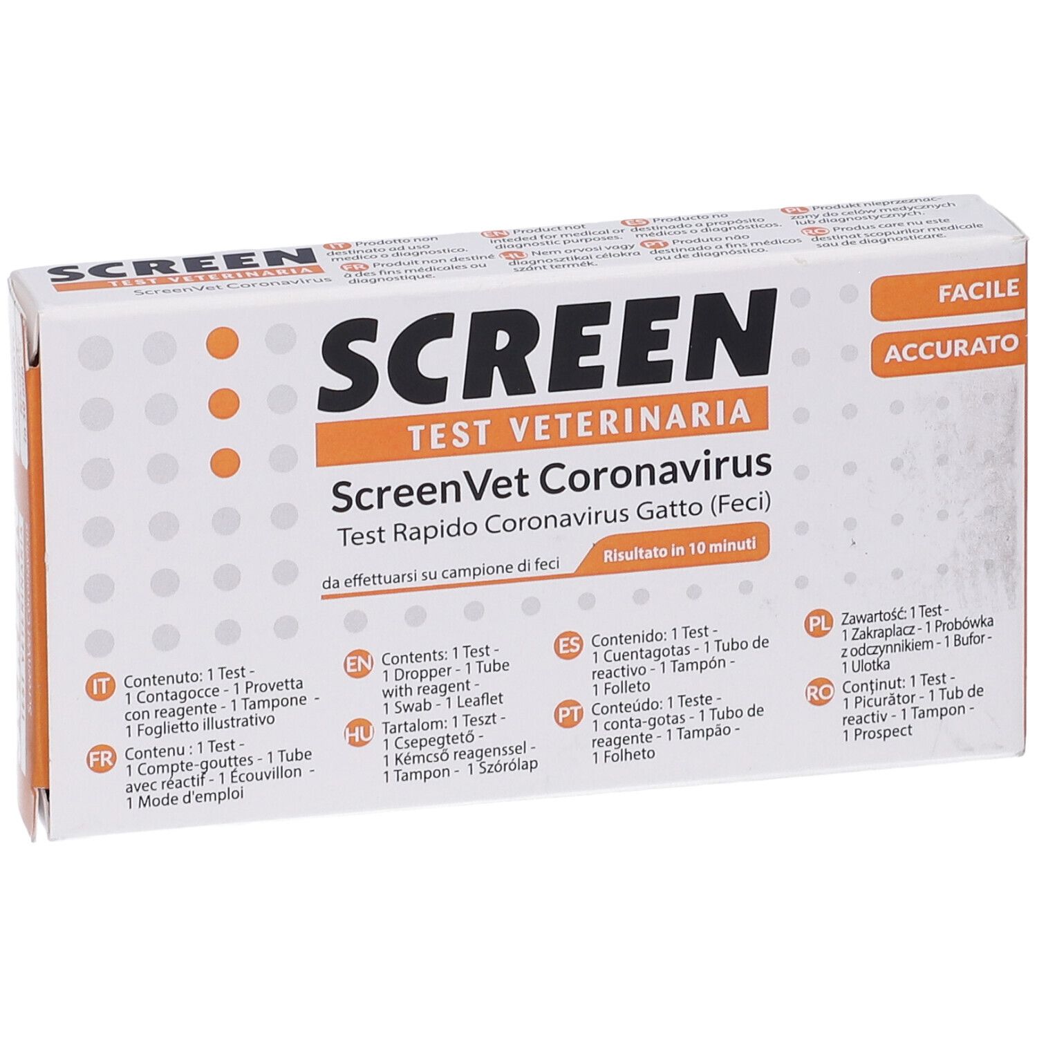 Screen Test Veterinaria ScreenVet Coronavirus Test Rapido Gatto (Feci).