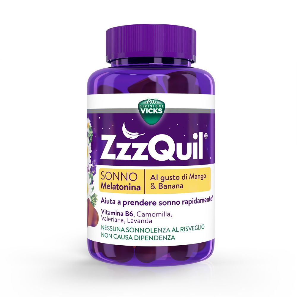 ZzzQuil Natura Melatonina Integratore per Dormire Gusto Mango e Banana