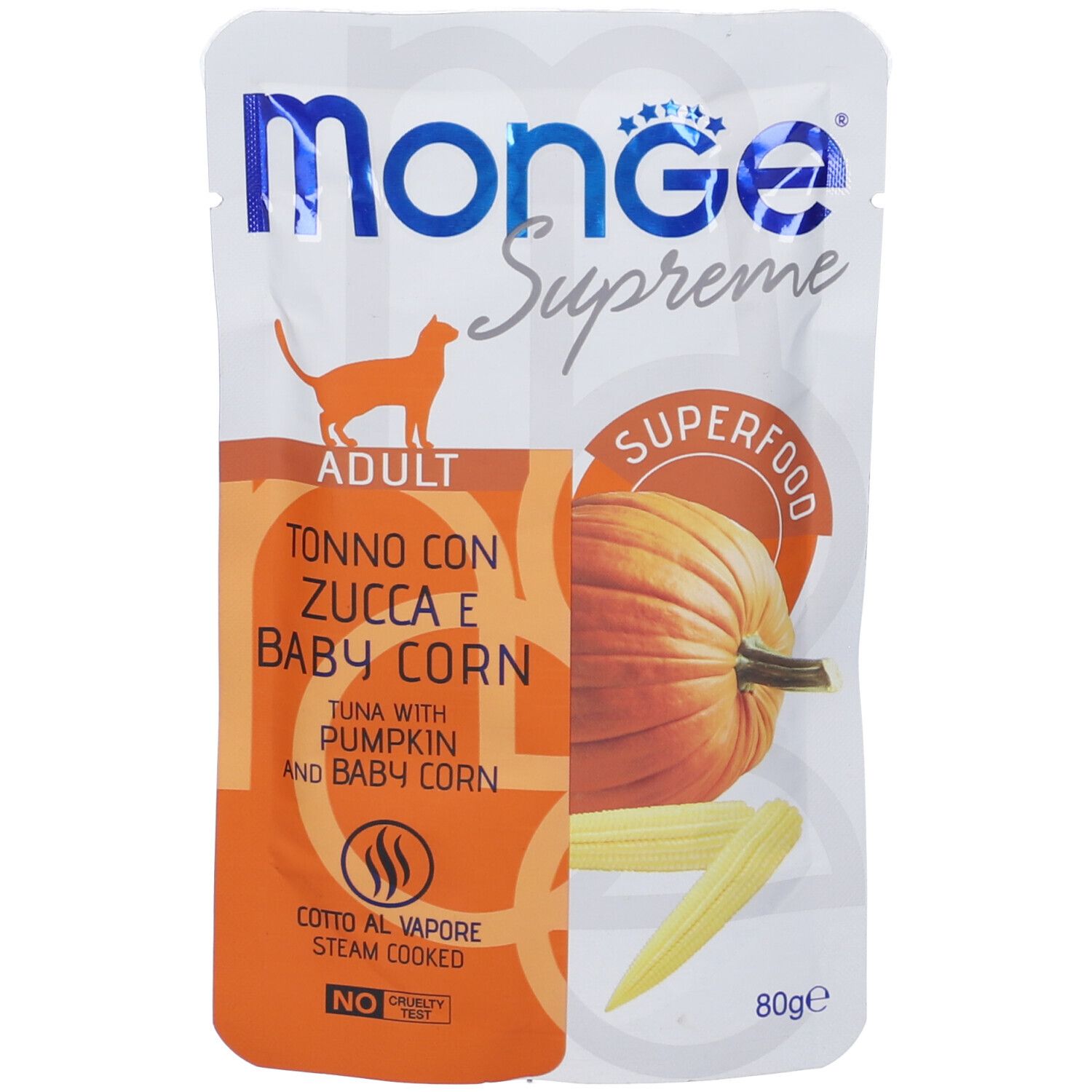 Monge Supreme Adult Tonno Con Zucca e Baby Corn Gatti Adulti