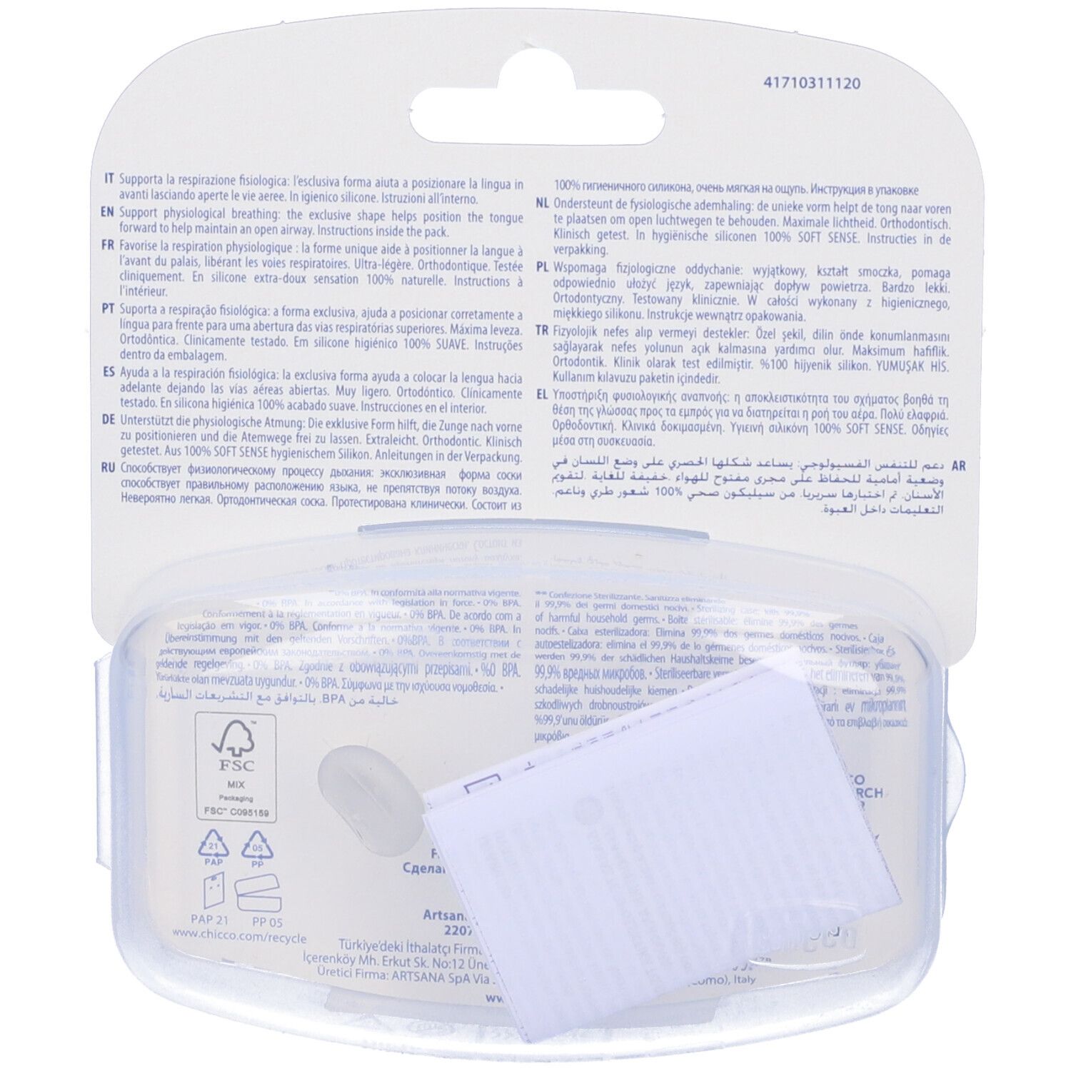 Chicco Schnuller Light Blau Silikon 2-6 Monate 2 Stück Chicco