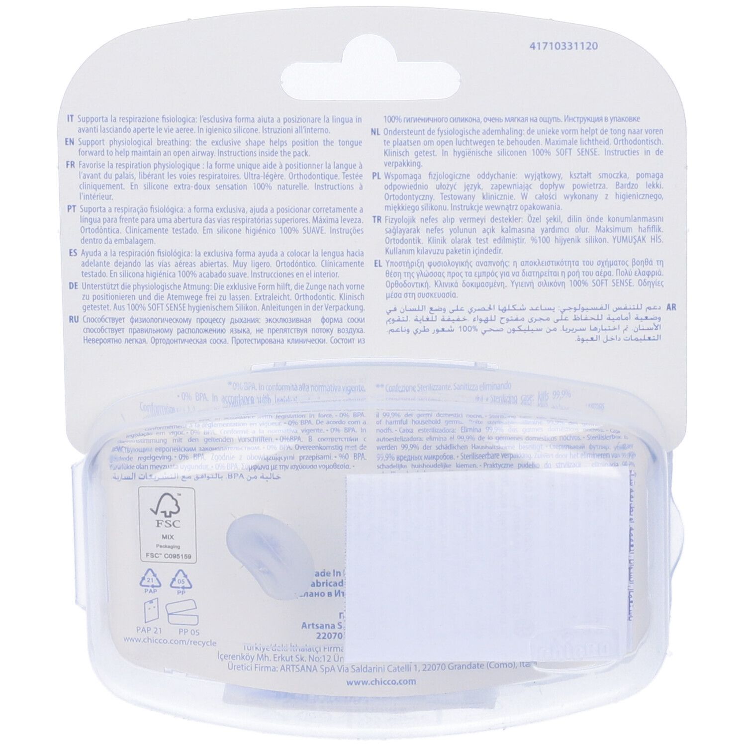 Chicco Schnuller Light Blau Silikon 6-16m 2 Stück Chicco