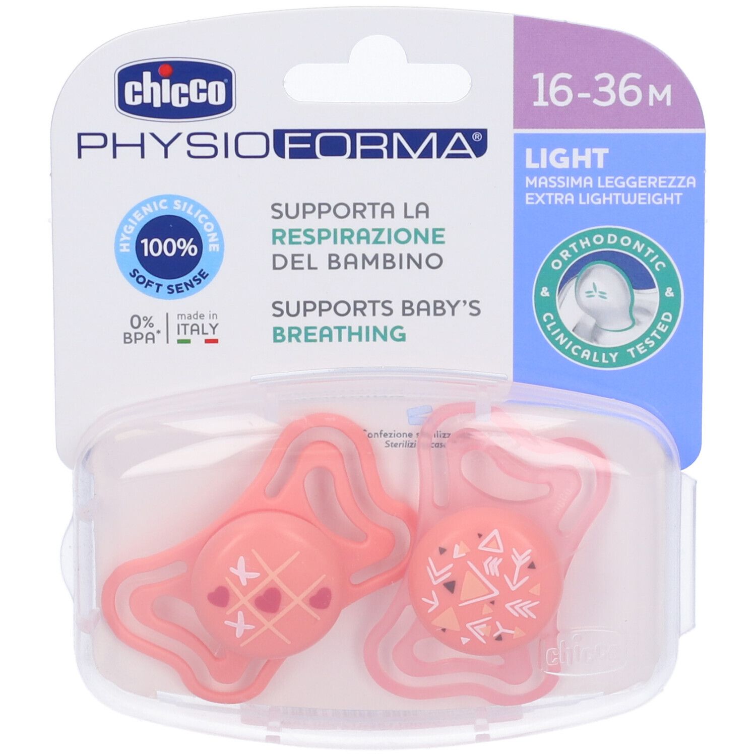 Chicco Physioforma Light Succhietto Rosa 16-36 Mesi