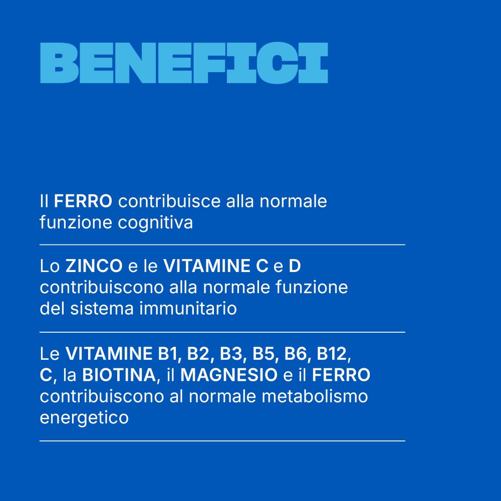 Liste der Vorteile von Swisse Uomo Multivitamin-Komplex: kognitive Funktion, Immunsystem, Energiestoffwechsel.