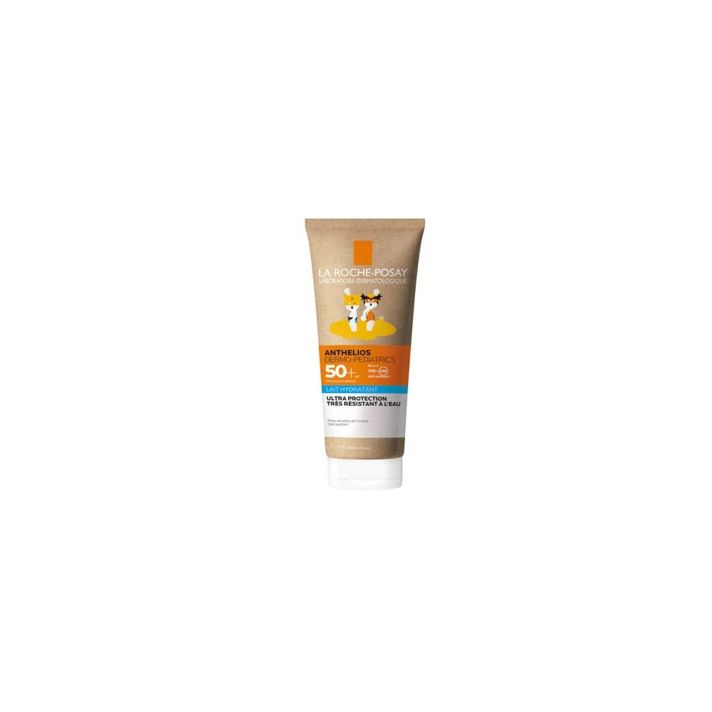 Tubo crema solare La Roche-Posay Anthelios Dermo-Pediatrics SPF50+. Illustrazioni per bambini. Protezione solare.