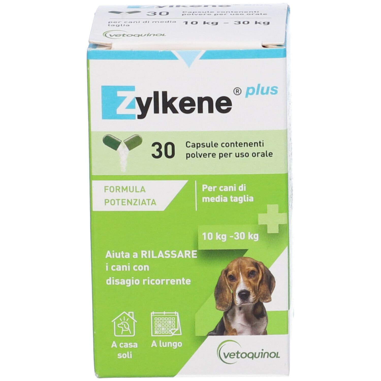 Zylkene Plus Kapseln für Hunde, 30 Stück.
