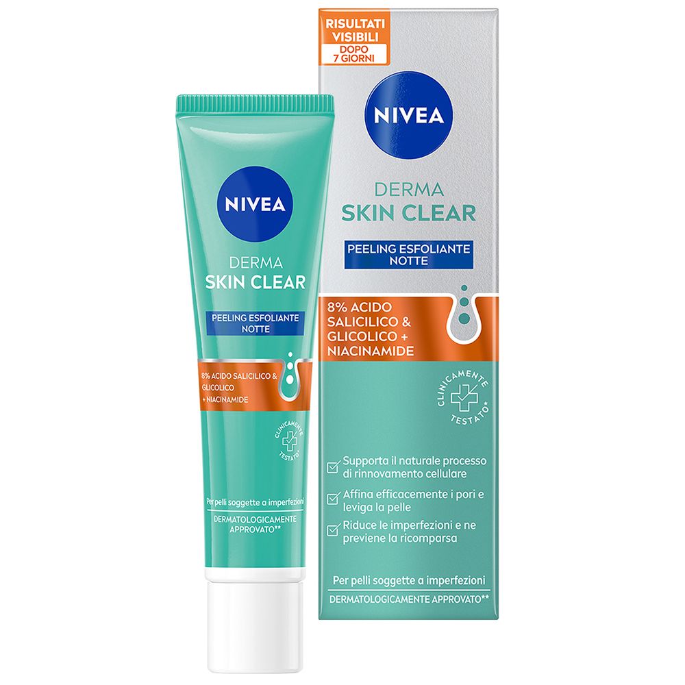 Nivea Derma Skin Clear Peeling Anti-Imperfezioni 40 ml, Esfoliante viso per la cura della pelle