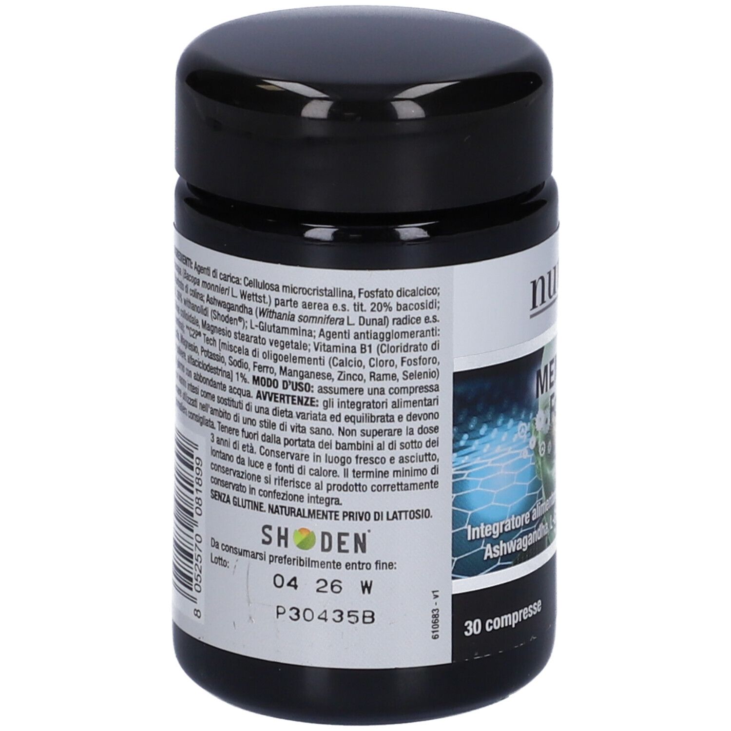 Barattolo nero con etichetta bianca. Scritta 'nutriva' e 'MEMORAL Focus'. Contiene 30 compresse. Con C2P Tech.